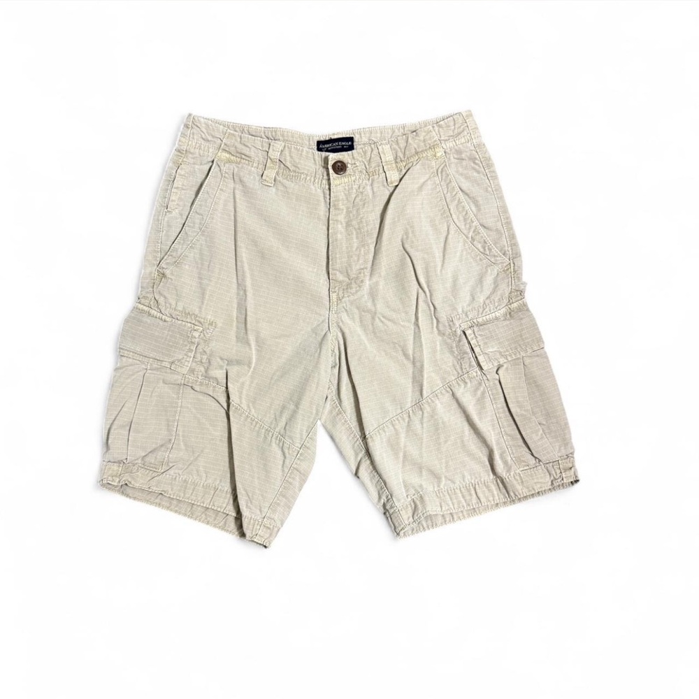 American Eagle Shorts Mens 31 Beige Tan Classic Fit Y2K Paratrooper Cargo Shorte